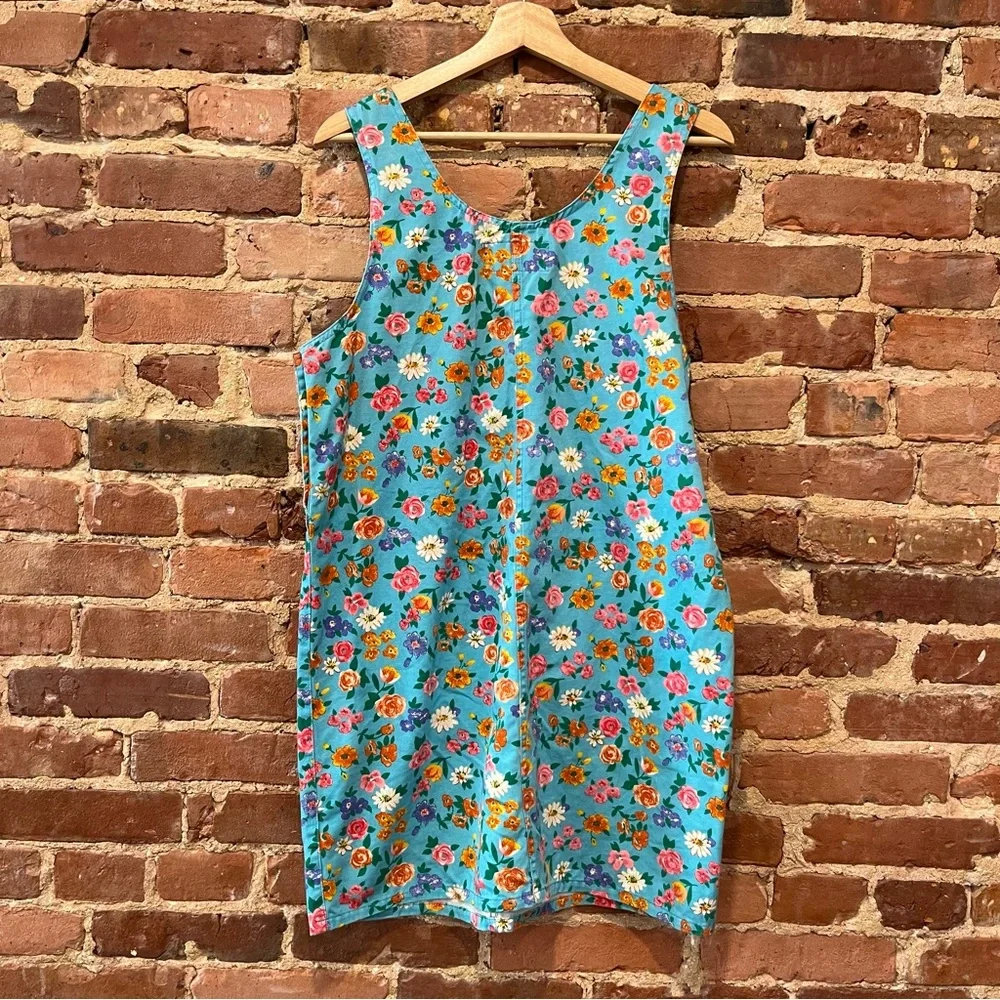 No Excuses Floral Denim Overall Dress Size Medium - Picture 5 of 7